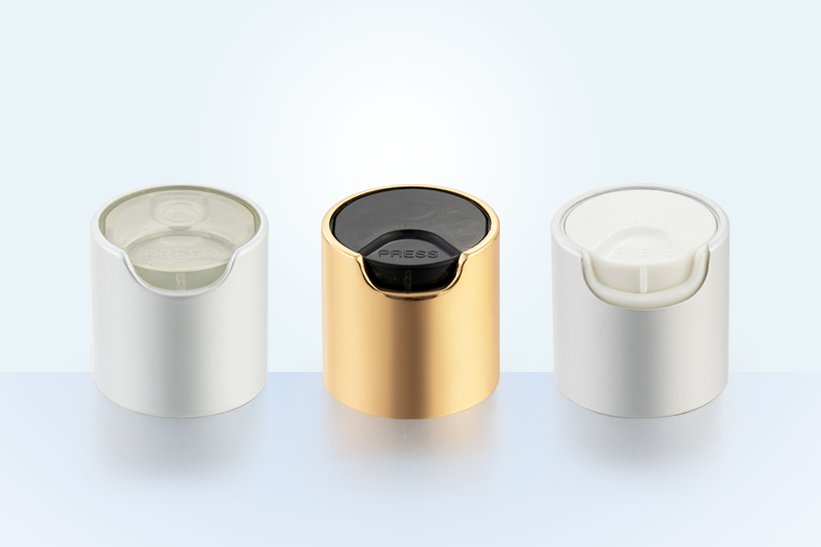 Aluminium etikett Aluminium-Plastic 24/410 Disc Top Cap, Press Top Cap, Disc Press Cap for Lotion Bottle