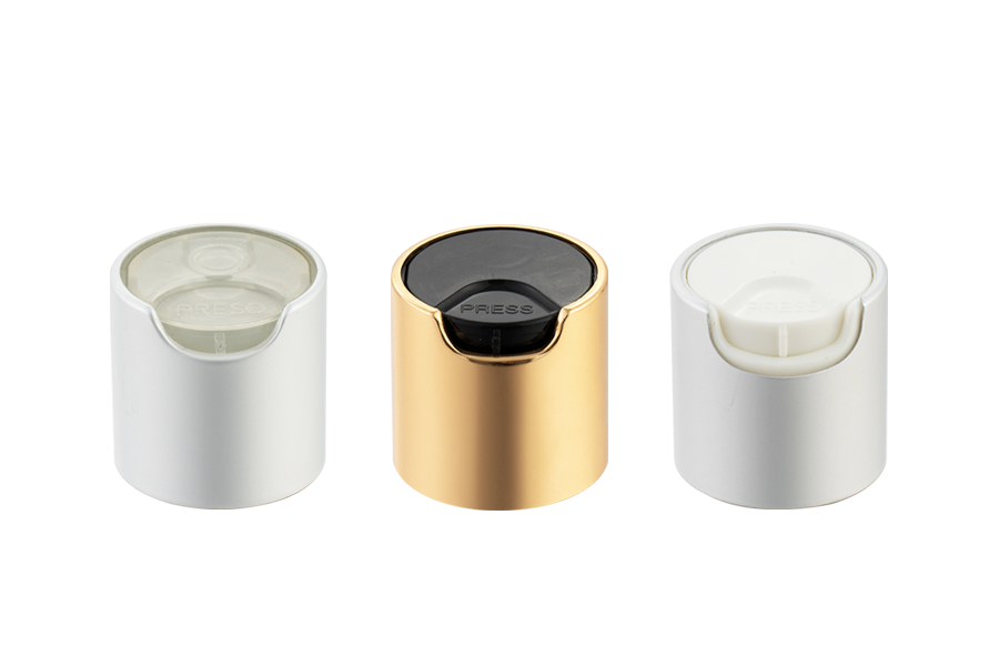 Aluminium etikett Aluminium-Plastic 24/410 Disc Top Cap, Press Top Cap, Disc Press Cap for Lotion Bottle