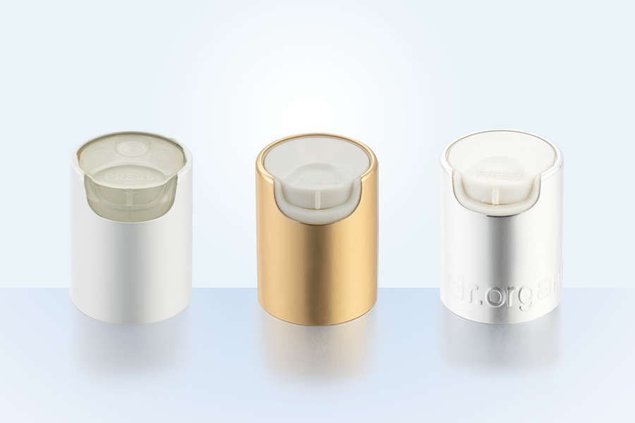 Aluminium-plast 28/415 Disk Topphette, trykk topphette, skivpresshette for lotion flaske