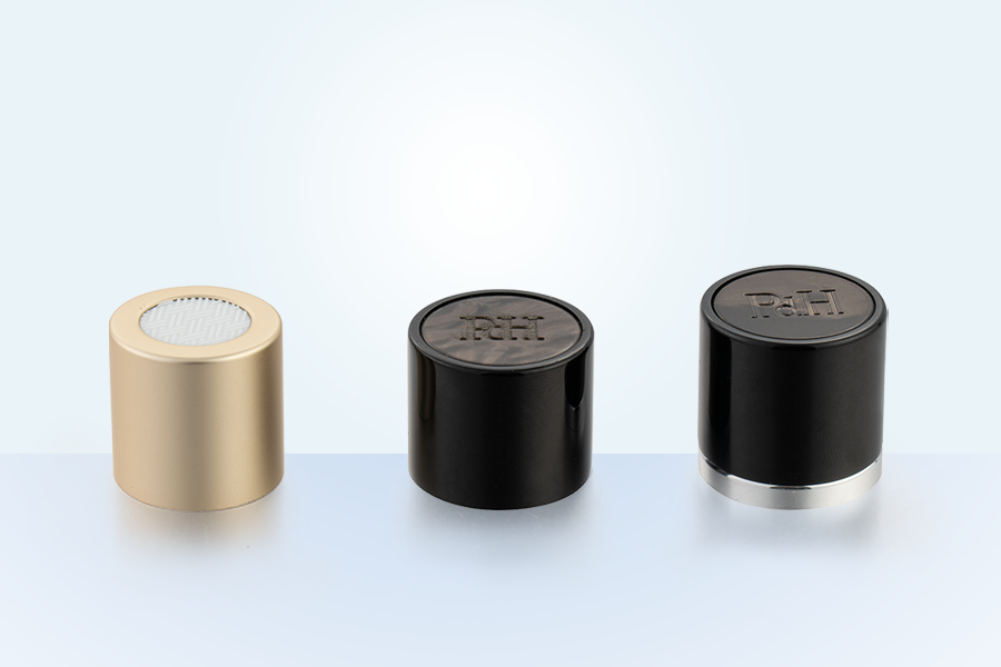 Aluminium plast shell topp stykke runde spiral magnetisk parfymedeksel